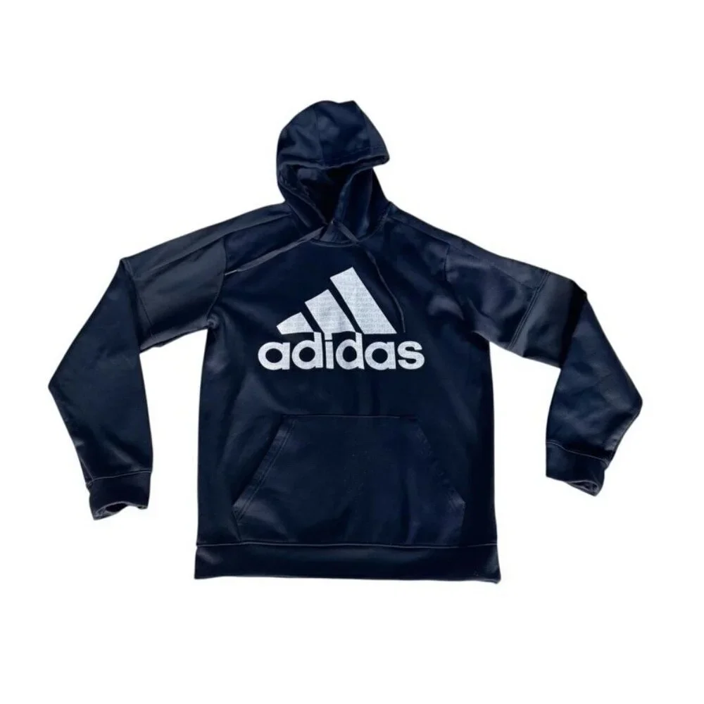 Adidas Men's Sz M Badge of Sport BOS Matrix Navy Blue Pullover Hoodie